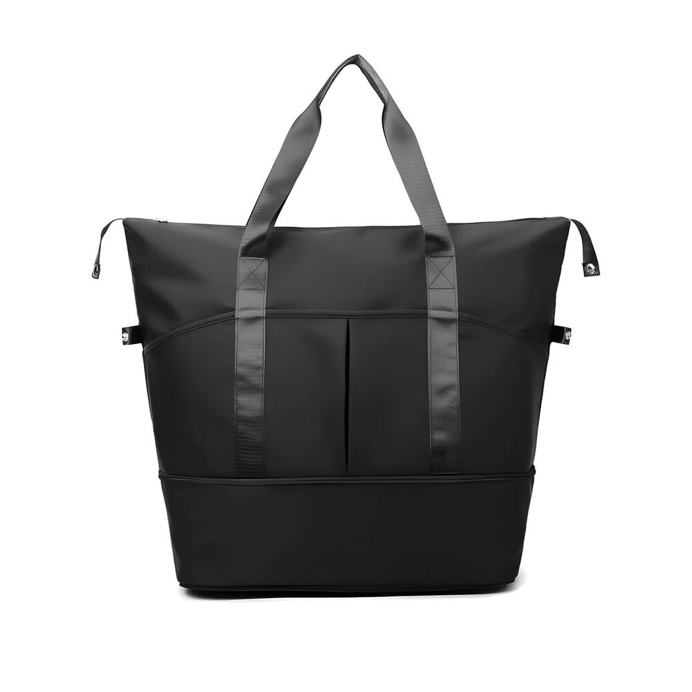 Expandable Travel Duffle Bag Carry On Black Lightweight With Pockets New